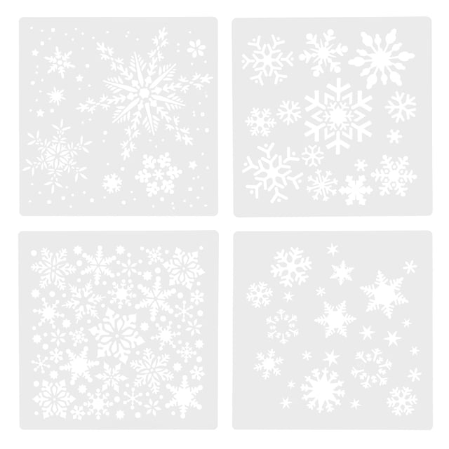 4pcs plantillas de pintura de bricolaje plantillas de copo de nieve plantillas de dibujo de plástico herramientas de pintura