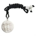 thumbnail image 2 of 81stgeneration Women's Men's Hand Carved Bone Closed Open Eye Double Moon Face Pendant Necklace, 2 of 5