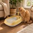 thumbnail image 6 of Cat Litter Pan, 14"x18"x6" Semi Enclosed High Sided Box for Kittens, with Scoop _ #06 _ C _ Yellow, 6 of 6