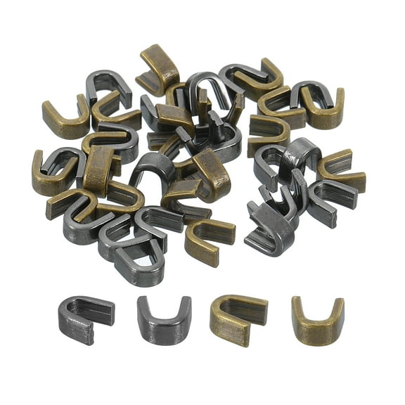 40Pack Zipper Slider Retainers - #5 U Shape Top Stoppers for Zippers Replacing, Metallic Black & Bronze Tone