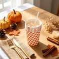 thumbnail image 5 of 50-Piece Check Print Disposable Tableware Set with 9-Inch Paper Plates, Cups and Napkins, Festive Party Supplies for Thanksgiving Banquet, Birthday Reunion, Family Dinner Decoration, 5 of 6