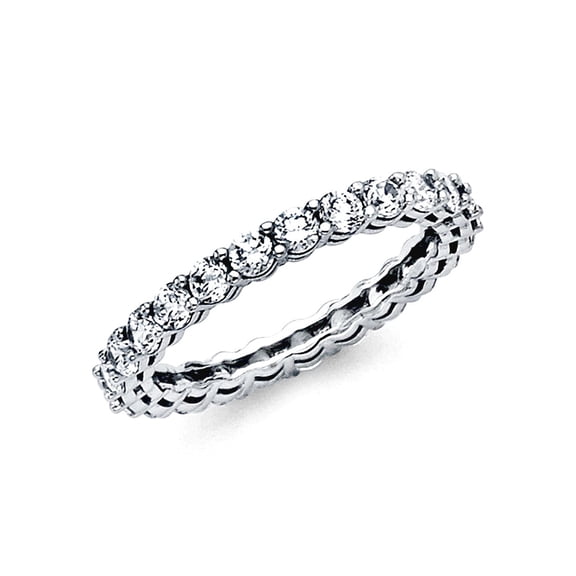 14k White Gold 2mm Cubic Zirconia Eternity Band Ring Size 9 Eternity Ring for Women and Men