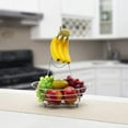thumbnail image 5 of Fruit Bowl, Wire Basket with Detachable Banana Holder Hook Kitchen Counter Top Organizer Perfect for Storing Fruits, Veggies, Pastries Sturdy Steel - Silver, 5 of 6