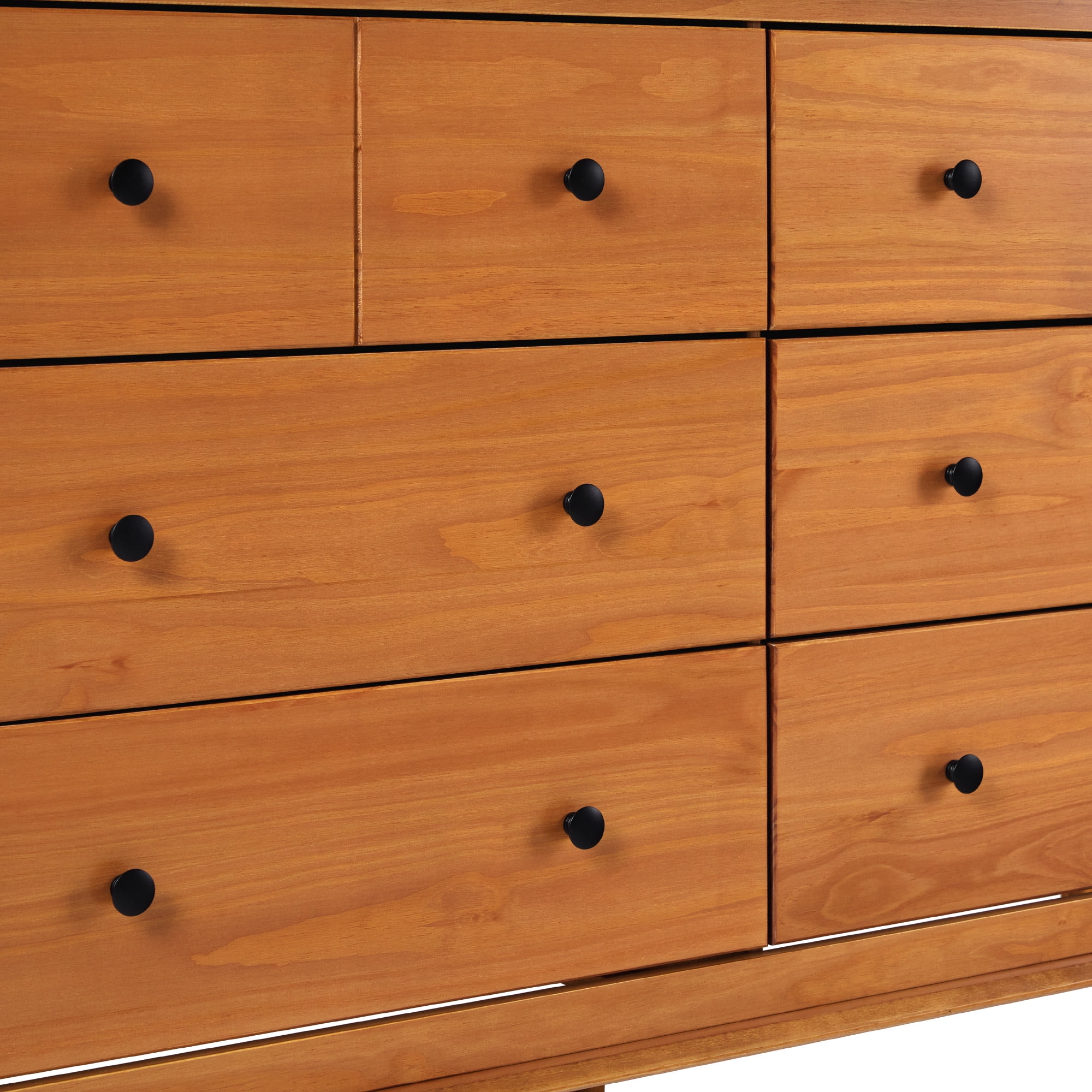 Walker Edison Mid-Century Modern 6-Drawer Solid Wood Dresser, Caramel