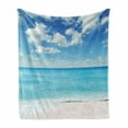 thumbnail image 1 of Tropical Soft Flannel Fleece Throw Blanket, Exotic Beach with Vivid Sky Sunny Day Holiday Relaxing Ocean Island Scenery, Cozy Plush for Indoor and Outdoor Use, 60" x 80", Sky Blue Aqua, by Ambesonne, 1 of 6