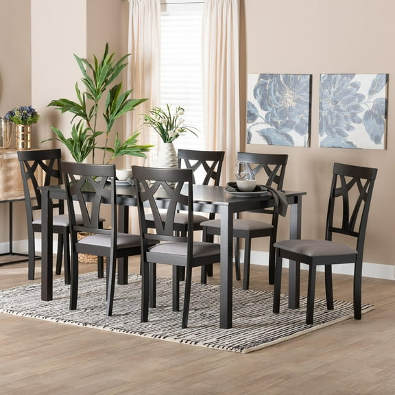 Baxton Studio Sylvia Modern Dining Set, 7-Piece, Dark Brown