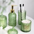 thumbnail image 7 of Bathroom Accessories Set, 4 Pack Clear Glass Bath Accessory Sets Complete, Diamond Soap Dispenser and Toothbrush Holder Set for Bathroom Counter Organizer Essentials, 7 of 7