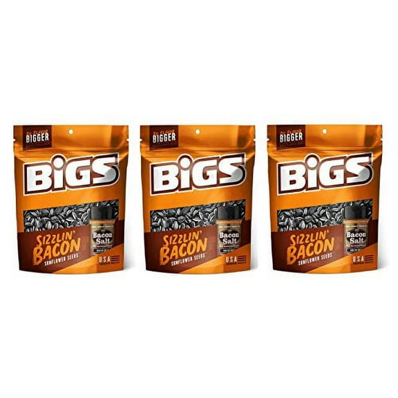 BIGS Sunflower Seeds 3.63 oz - Pack of 3 (Sizzlin' Bacon)