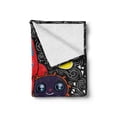 thumbnail image 2 of Indie Soft Flannel Fleece Throw Blanket, Monster City Theme Funny Characters with Speech Bubbles Floral Swirls Hearts Stars, Cozy Plush for Indoor and Outdoor Use, 50" x 70", Multicolor, by Ambesonne, 2 of 6