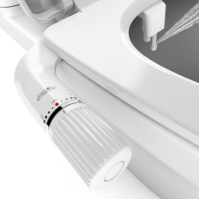 Bidet à Double Buse Ultra Mince - Pression d'Eau Froide Réglable, Acier Inoxydable, Amélioration de l'Hygiène, Bidet Non Électrique, (Blanc)