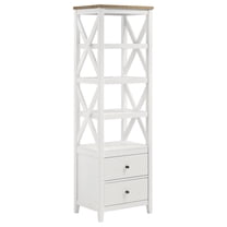 Hollis 4-shelf Wood Media Tower with Drawers Brown and White