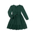 thumbnail image 5 of Hotiary 5-14Y Teens Little Girls Long Sleeve Princess Party Dress Casual Solid Color Pleated Dresses For Holiday Birthday Wedding, 5 of 8