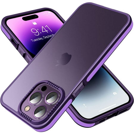 Casus Frosted Matte Silicone Frame Shockproof Case for Apple iPhone 14 Pro Max - Purple