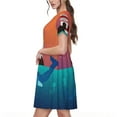 thumbnail image 2 of Disketp Lighthouse and Whale para Vestido de Manga Corta para Mujeres, Vestidos de Verano para Mujeres, Casual y Holgado para la Playa, 2 of 6