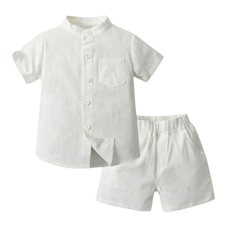 

WUXIAN Toddler Boys Girls Short Sleeve Summer Casual Gentle Tops Hawaii Beach Holiday Solid Color Shirts T-Shirts Shorts Outfits Infants Baby Tshirt Children Versatile Dailywear