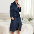 thumbnail image 4 of SDNall Men Bathrobe Plus Size Solid Color with Pockets Binding Long Sleeves Pajama Robes Men's Robe with Pockets - Casual Solid Color Bathrobe for Men (Navy,Sizes：S-XL), 4 of 9