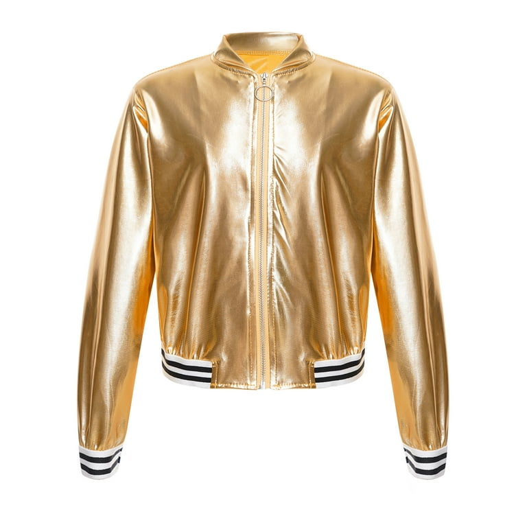 Chictry Kids Metallic Bomber Jacket, Hip Hop Jazz Dance