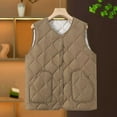 thumbnail image 4 of Hueook Bomber Jacket Women Thin Solid Color Sleeveless V-neck Zipper Pocket Bottoming with Waistcoat Jacket Khaki L2, 4 of 4