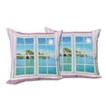 thumbnail image 6 of Ambesonne Ocean Throw Pillow Cover 2 Pack, Idyllic View from Window, 24", Pink Blue, 6 of 6