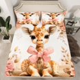 thumbnail image 2 of Feelyou Cartoon Giraffe Full Size Sheets, Bow-tie Animal Bed Sheets, Rose Floral Flower Sheet Sets, Microfiber Bedroom Decorative, 4pcs, 2 of 7