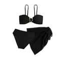 thumbnail image 2 of hengsof Girls Solid Bikini 3 Piece Set Fashion Halter Top Swim Shorts Mesh Skirt Set with Built in Pads Beach Vacation Swimsuit 8-12 Years, 2 of 8