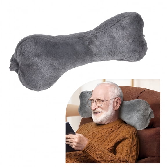 XIBUFE Adjustable Neck Pillow for Recliners & Couch, Orthopedic Support Cushion for Neck Pain Relief, Soft Plush Sleeping & Relaxing Pillow for Travel, Office, Home, Grey
