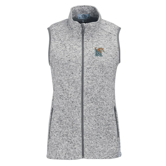 Women's Heather Gray Memphis Tigers Summit Fleece Full Zip Sweater Vest
