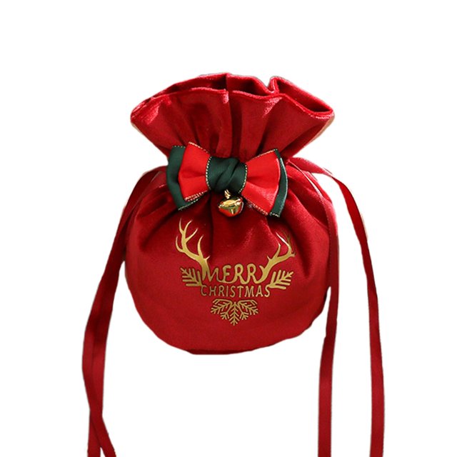 Bolsas de terciopelo de Navidad con cordón suave bolsa de regalo de dulces, B, rojo Feliz Sencillez