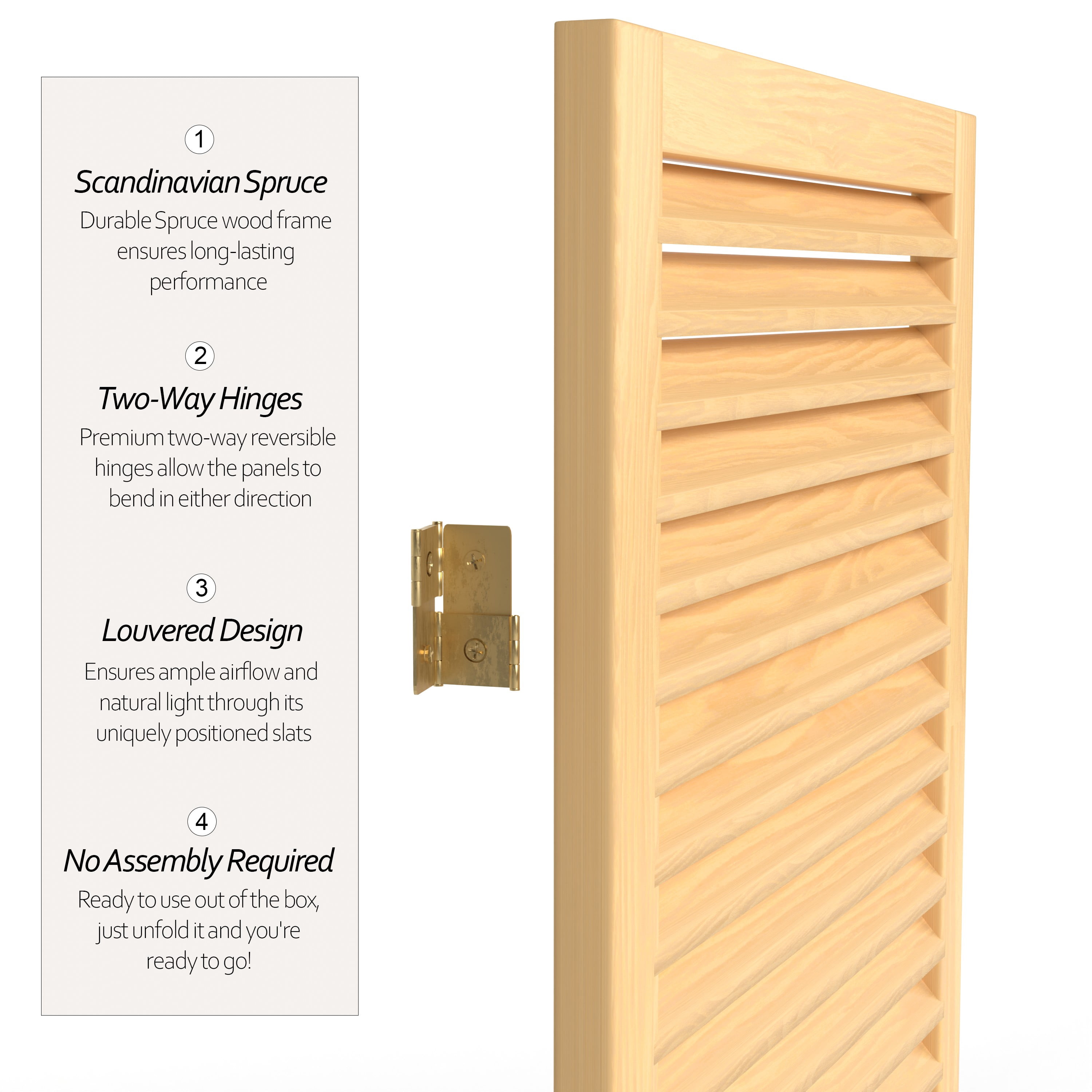 6 ft. Tall Beadboard Divider with Natural Finish - 5 Panel Adjustable Screen