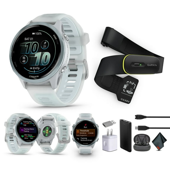 Garmin Forerunner 570 Running Smartwatch, 42MM WiFi, GPS Fitness Watch For Men And Women, Cloud Blue Aluminum with Translucent Whitestone/Cloud Blue Band​​   Access 600 Fitness Monitor, M-XL​   More