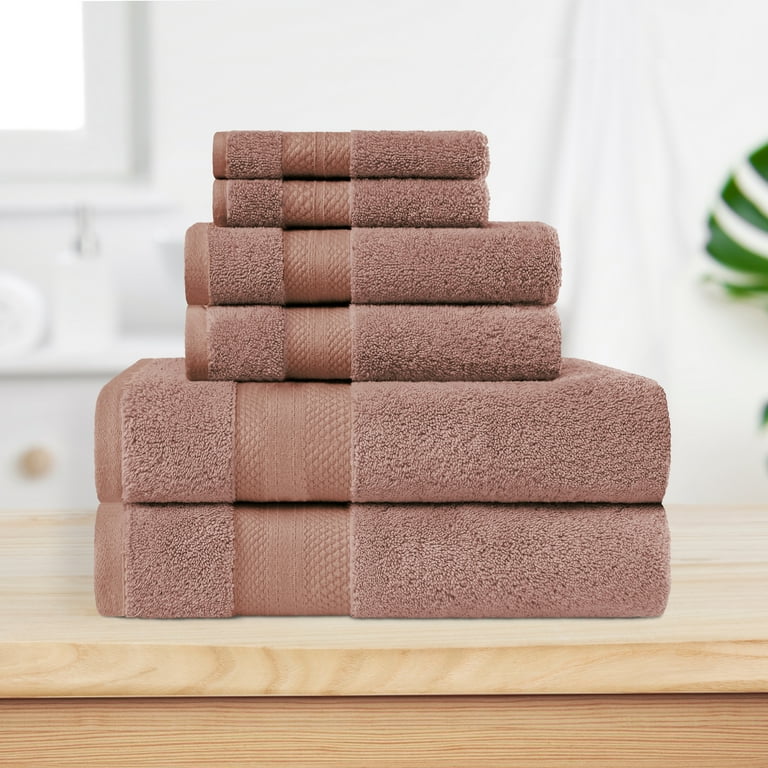 Superior Turkish Cotton Solid Plush 6 Piece Taupe Towel Set Walmart