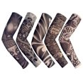 thumbnail image 1 of Resbalón falso temporal en la manga del brazo del tatuaje Ciclismo Baloncesto Sun Block Sleevelet para hombres y mujeres Conjunto oscuro unisex Feliz Sencillez, 1 of 5