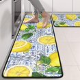 thumbnail image 2 of Kitchen Rugs Sets Of 2,Yellow Lemon Fruit Tiles Blue Pattern Anti Fatigue Kitchen Mat Rugs Non Slip Washable,Decorative Kitchen Floor Mats for Kitchen,Sink,Laundry,17"x47"+17"x47", 2 of 5