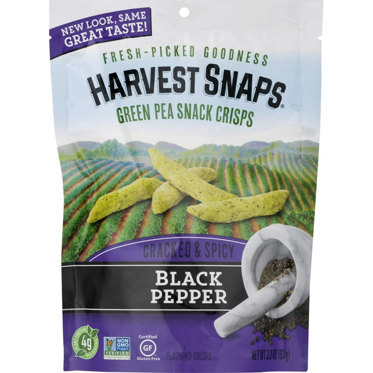Harvest Snaps Black Pepper Snapea Crisps 3.3oz Bag