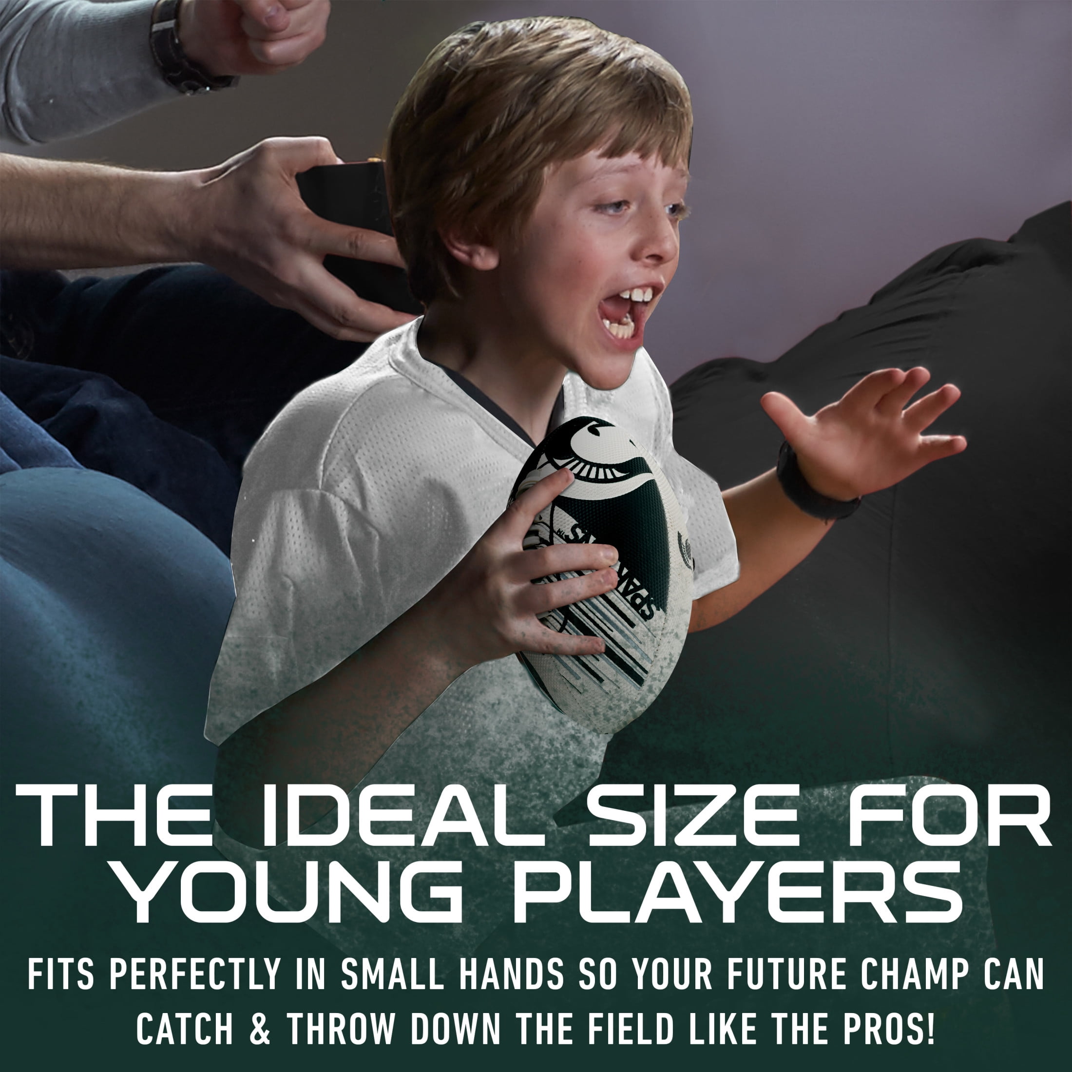 NCAA Michigan State Football - Youth Mini Football - 8.5" Football- SPACELACE Easy Grip Texture- Perfect for Kids !