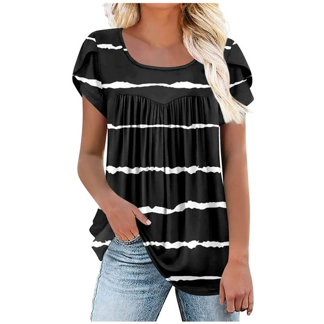 V-Neck Relaxed Fit Tunic Blouse Flowy Chiffon Button Down Shirt Breathable Lightweight Long Sleeve Cover Up