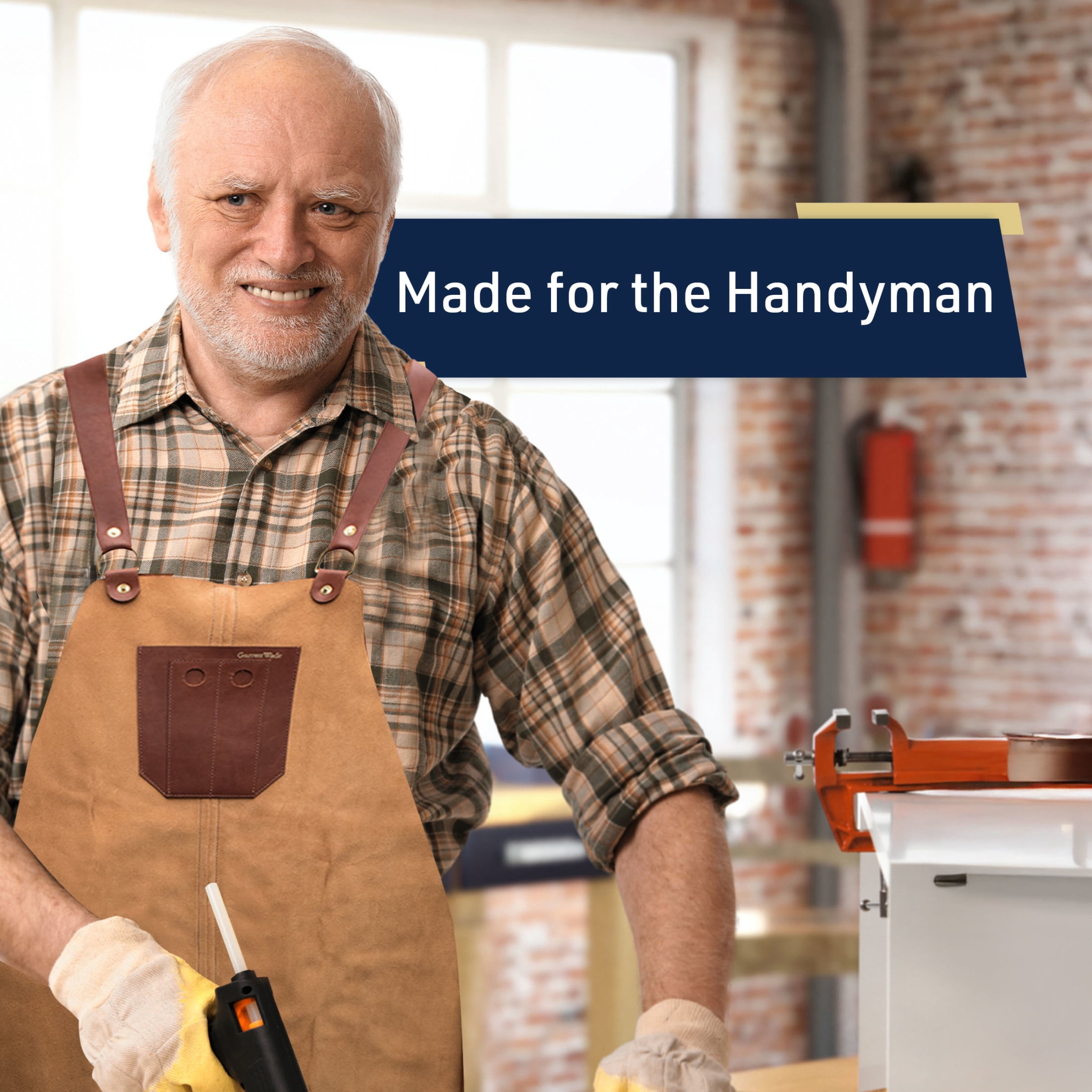 Kings County Tools Shop Apron - Premium Suede Leather Woodworking, Carpenters or BBQ Apron for Men