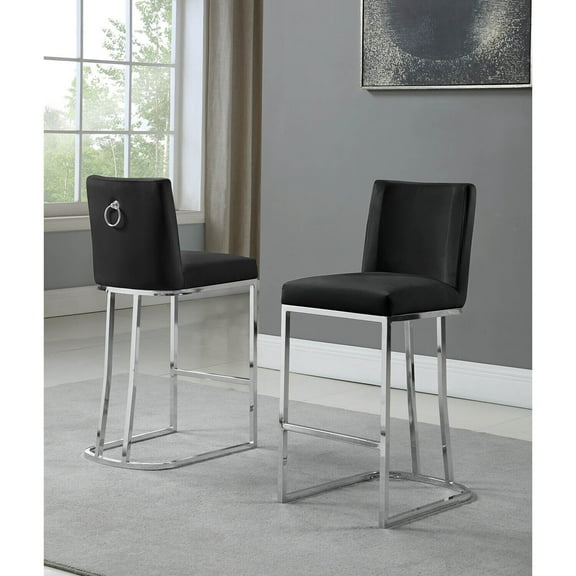Counter Height Dining Chairs - Set of 2 - Modern Upholstered Bar Stools with Silver Legs