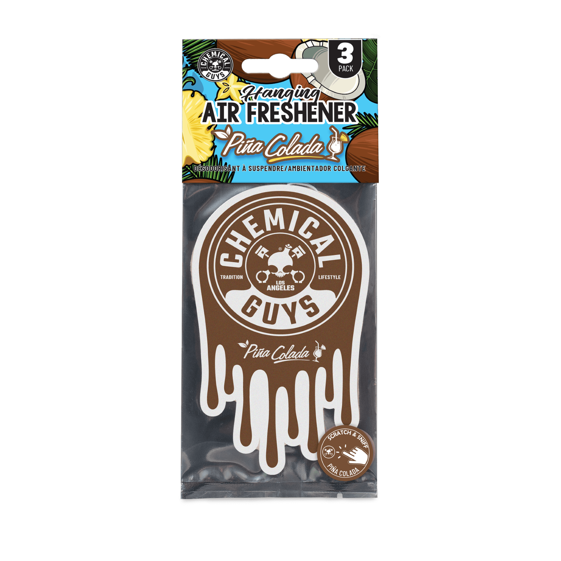 (3 pack) Chemical Guys Hanging Air Freshener 3-pack, Pina Colada