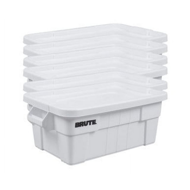 Rubbermaid BRUTE 14 Gallon White NSF Tote with Lid (6-Pack) - Durable and Versatile Storage Solution