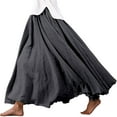 thumbnail image 2 of BUWTTER Women's Skirts Flowy Maxi Daily Wear A Line Ruffle Comfortable Elastic Waist Loose Long Grey Skirt 95CM, 2 of 7