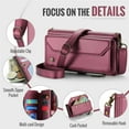 thumbnail image 6 of CaseMe Leather for iPhone 17 6.3-inch Case Wallet【RFID Blocking】with 7-Card Holder Zipper Bills Slot, Soft PU Leather Magnetic Shoulder Wrist Strap for iPhone 17 6.3-inch Wallet Case Women,Wine Red, 6 of 11