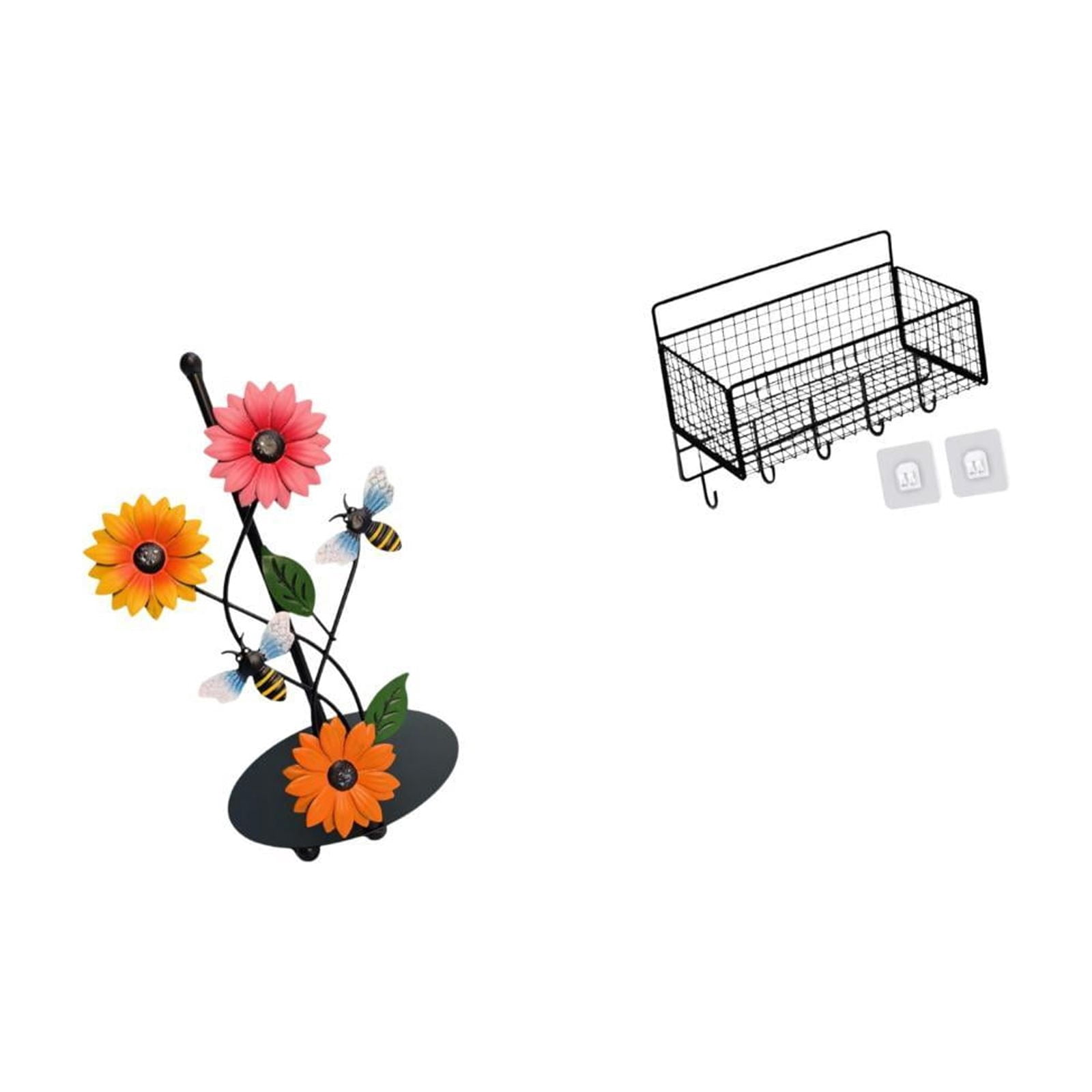 Fiocias Toilet Paper Holder Paper Towel Holder Countertop Hanging Storage Basket Wall Organizer Metal Iron Antirust Weighted Base Suitable for Kitch