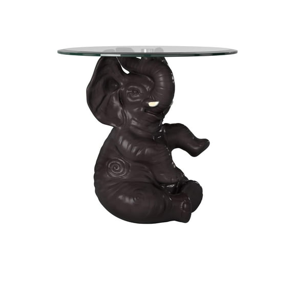 Linon Home Decor Linon Black Resin and Glass Ernie Elephant Accent Table