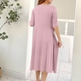 thumbnail image 5 of Taqqpue Cotton Nightgown for Women Solid Color Long Sleepshirts Short Sleeve Full Length Nightshirt Casual Loungewear for Women, 5 of 10