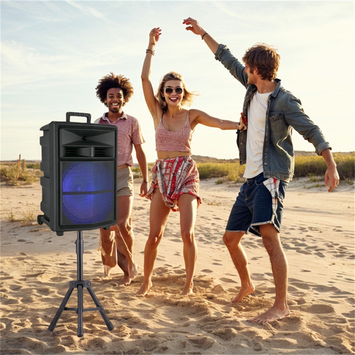 15" Woofer Portable Wireless Party Speaker with Microphone & Stand PA Sound System, AUX/FM/TWS