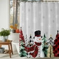 thumbnail image 4 of Grey Christmas Snowman Shower Curtain, Xmas Trees Winter Snowflake Gray Waterproof Fabric Shower Curtains with 12 Hooks, Bathroom Curtain Set for Bathroom Accessories Decor, 72 x 96 Inches, 4 of 9