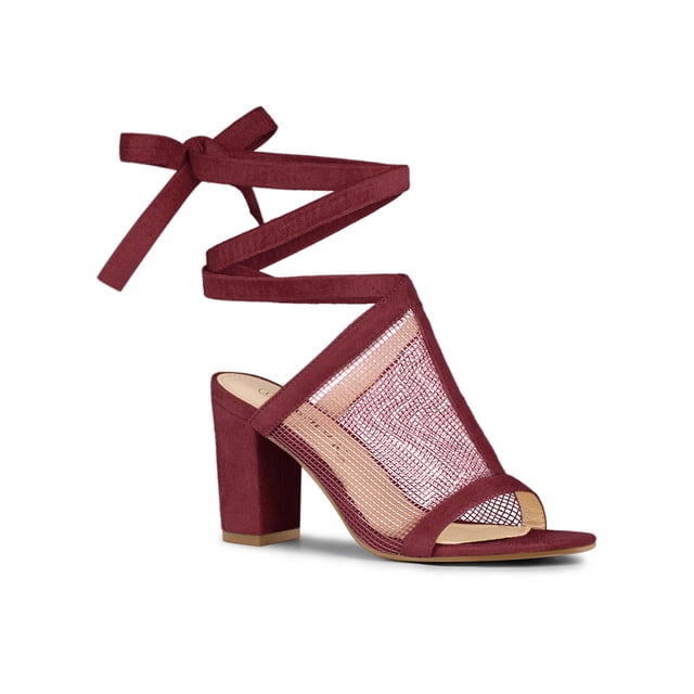 Unique Bargains Sandales à Talons Blocs en Maille pour Femmes