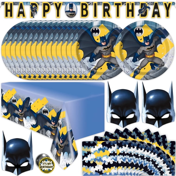 Artículos de fiesta para la fiesta de cumpleaños de Batman para 16 invitados