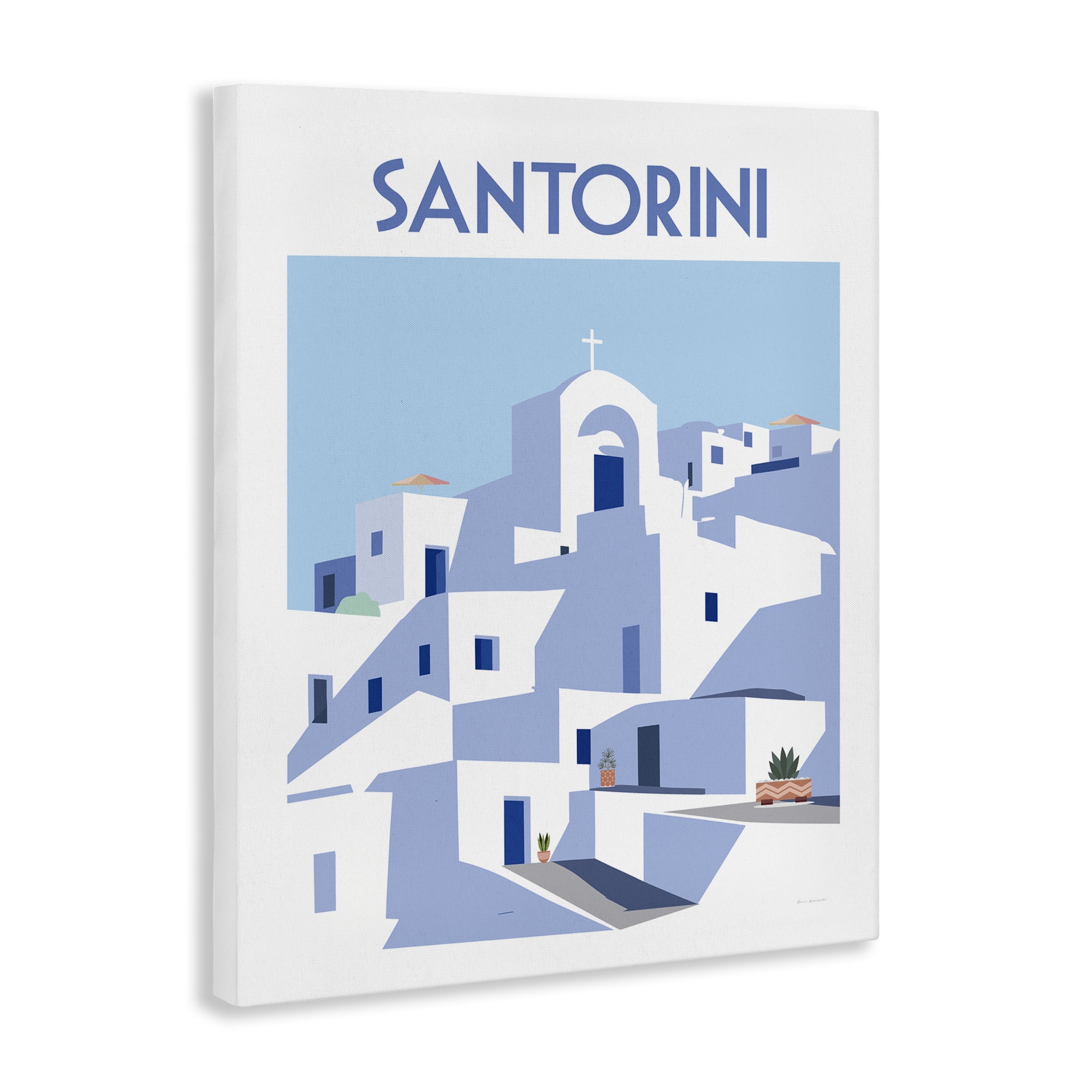 Stupell Industries Santorini City Architecture Scenic & Cityscapes Painting Wrapped Canvas Art Print Wall Art, 24 x 30